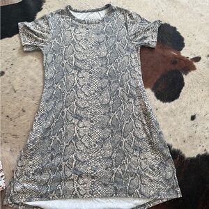 Crazy Train Snake Print Dress - Gray and Cream